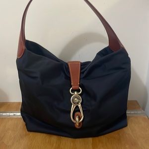 Dooney and Bourke nylon leather hobo shoulder bag navy blue